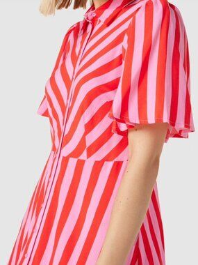 Y.A.S striped mini shirt dress in red and pink